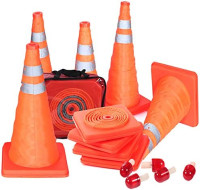 Collapsible Traffic Cones With Nighttime LED Lights Pop up Safety Road Parking Cones